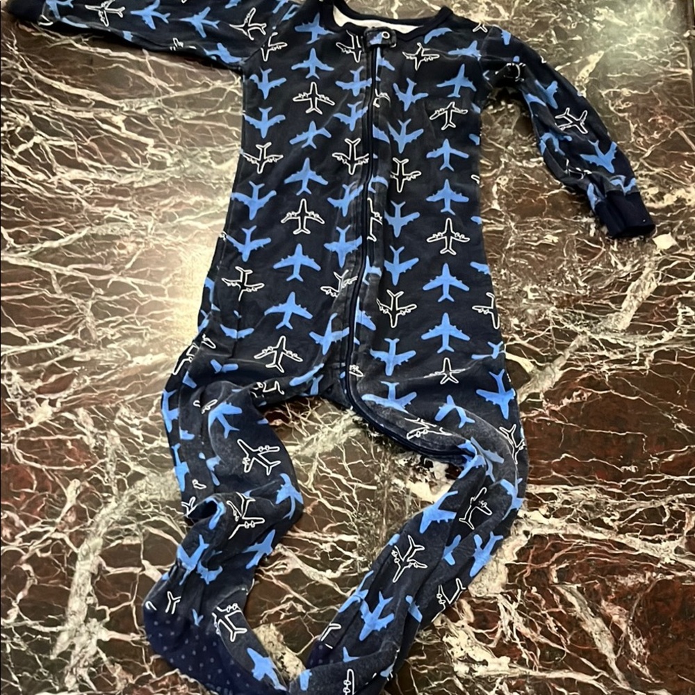 Blue and Black Airplane Print Footies